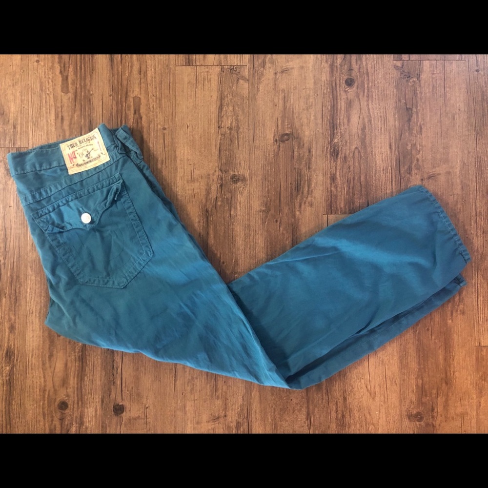 Blueish Green True Religion Ricky Chinos